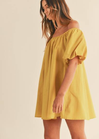 Evercado - Off Shoulder Puff Sleeve Mini Dress