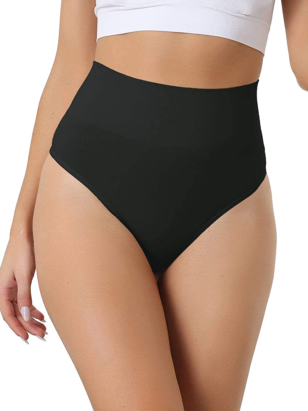 Allegra K- High-Waisted Briefs Invisible Thong Stretchy Knickers
