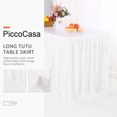 PiccoCasa- Rectangle Decoration Tulle Table Skirt 30"x108"