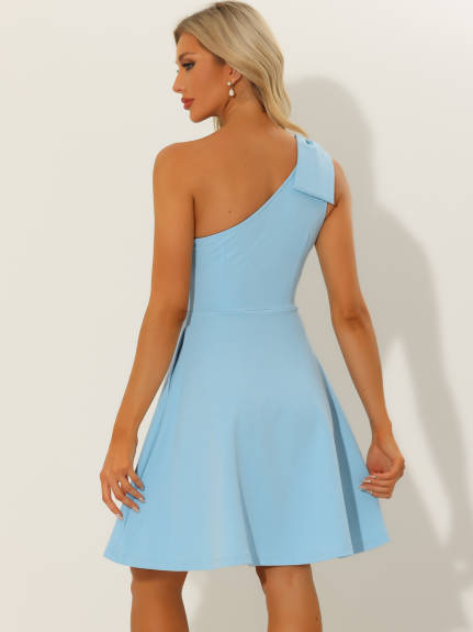 Allegra K- Cocktail Dress Elegant Flared One Shoulder Formal Dresses