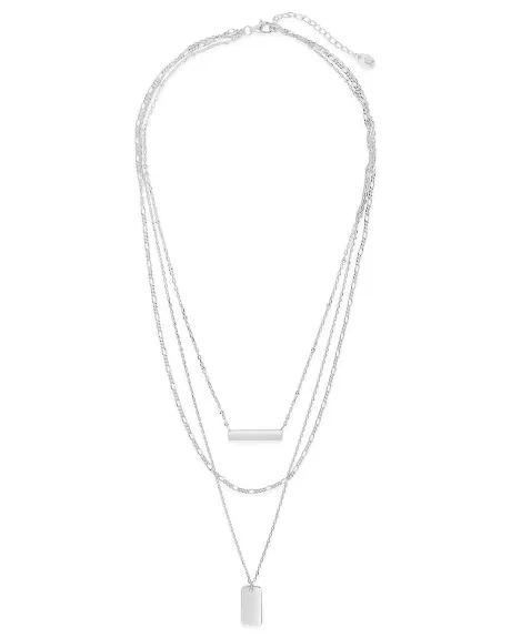 Sterling Forever - Triple Layered Bar Necklace