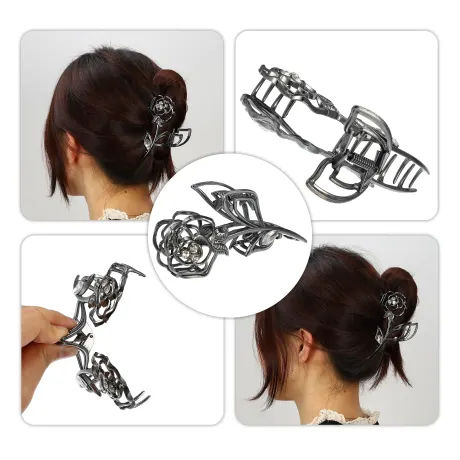 Unique Bargains - Flower Shaped Elegant Metal Hair Claws