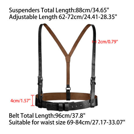 Allegra K- Retro PU Leather Y Suspenders Adjustable Holes Belt