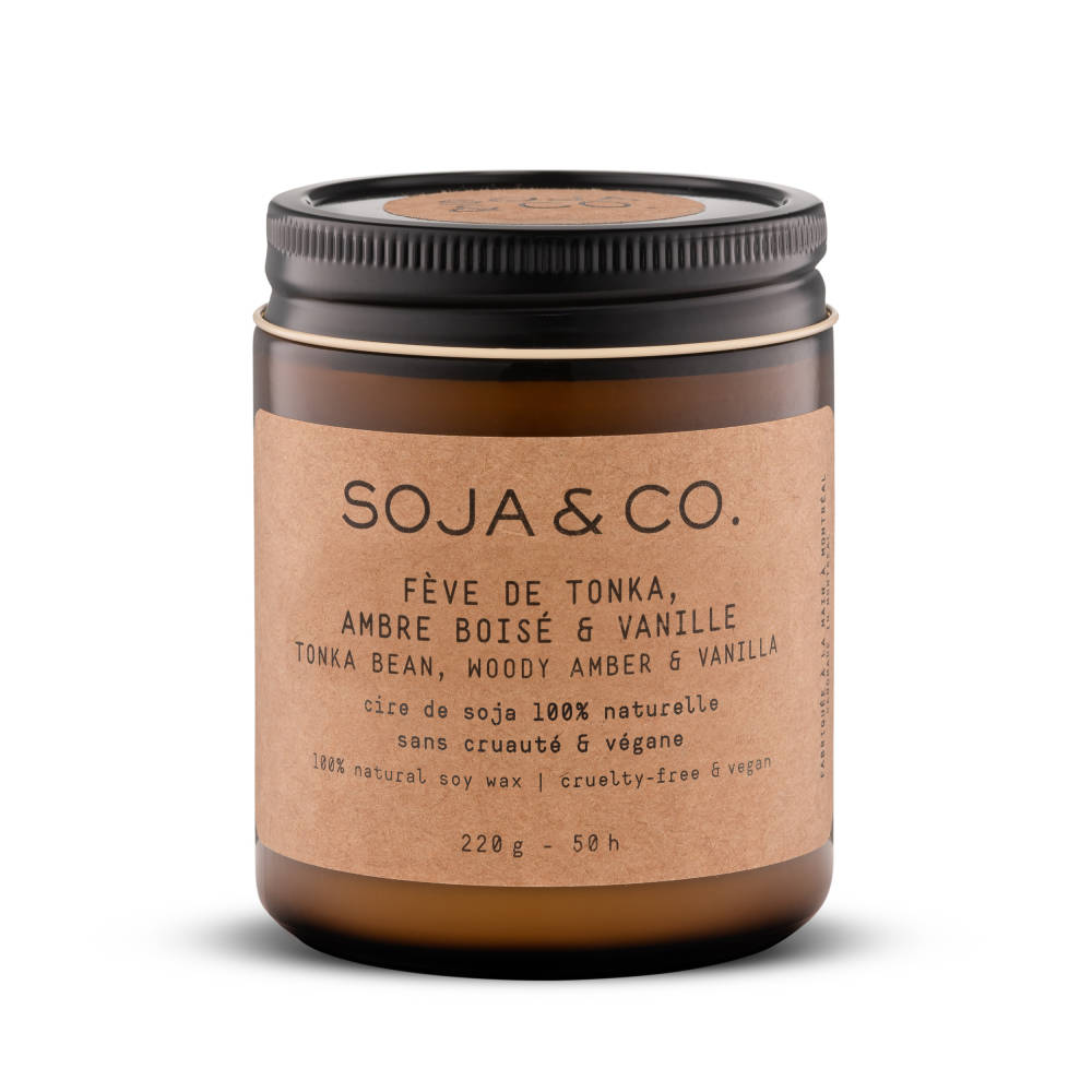 SOJA&CO. Soy Wax Candle — Tonka Bean, Vanilla & Woody Amber 8oz