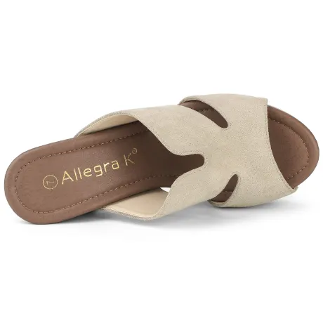 Allegra K- Platform High Block Heel Slides Sandals