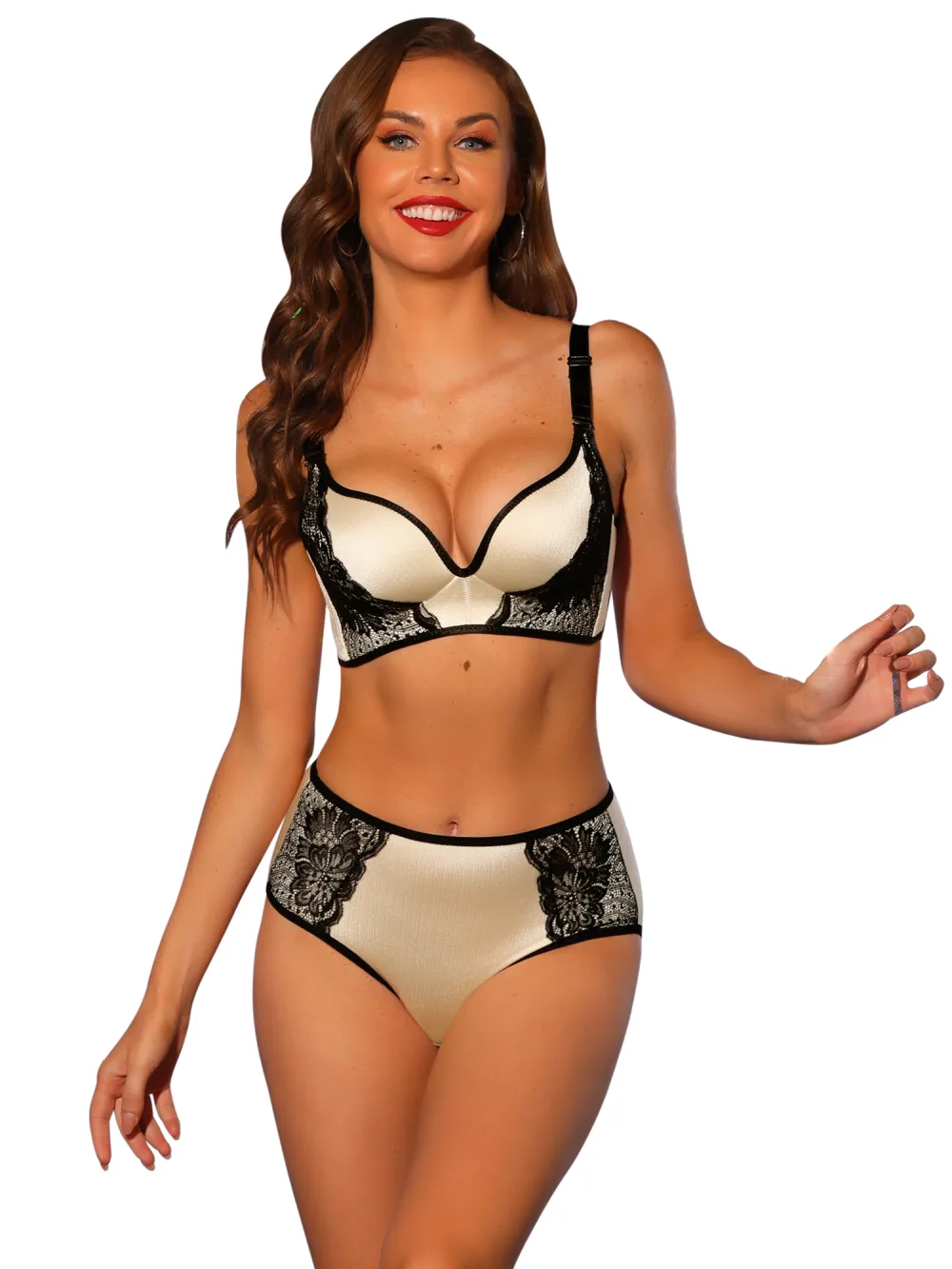 Allegra K- Push Up Wide Straps Wirefree Bras and Panty Set