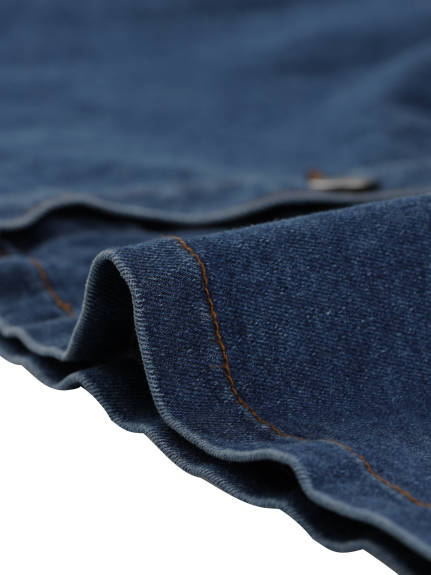 Allegra K - Robe chemise en jean ceinturée à manches courtes et col K