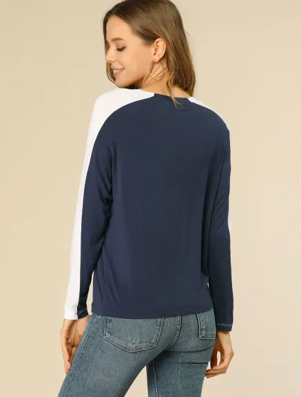 Allegra K - T-shirt droit en tricot de coton à col en V