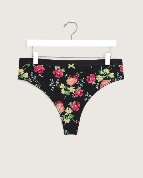 Floral Thong with Mesh Back - Déesse Collection