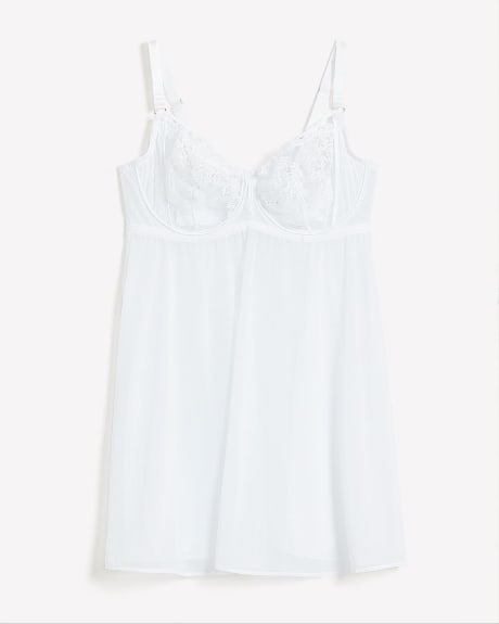 White Lace and Mesh Babydoll - Déesse Collection