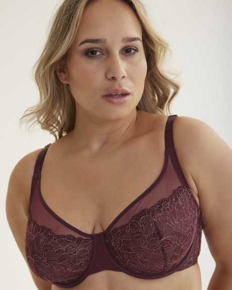 Underwire Metallic Lace And Mesh Bra - Déesse Collection