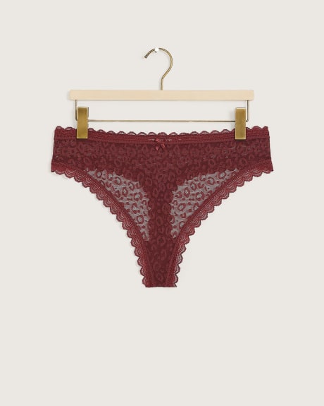 Solid Lace Thong with Bow - Déesse Collection