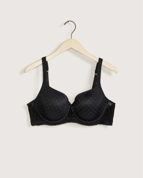 Dot Print T-Shirt Bra With Lace Wing - Déesse Collection