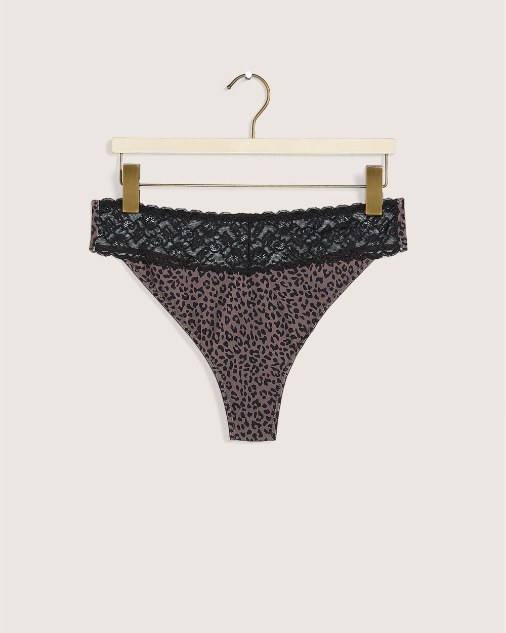 Printed Thong with Lace Waistband - Déesse Collection