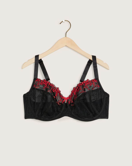 Boudoir Balconette Bra with Lace and Embroidery - Déesse Collection