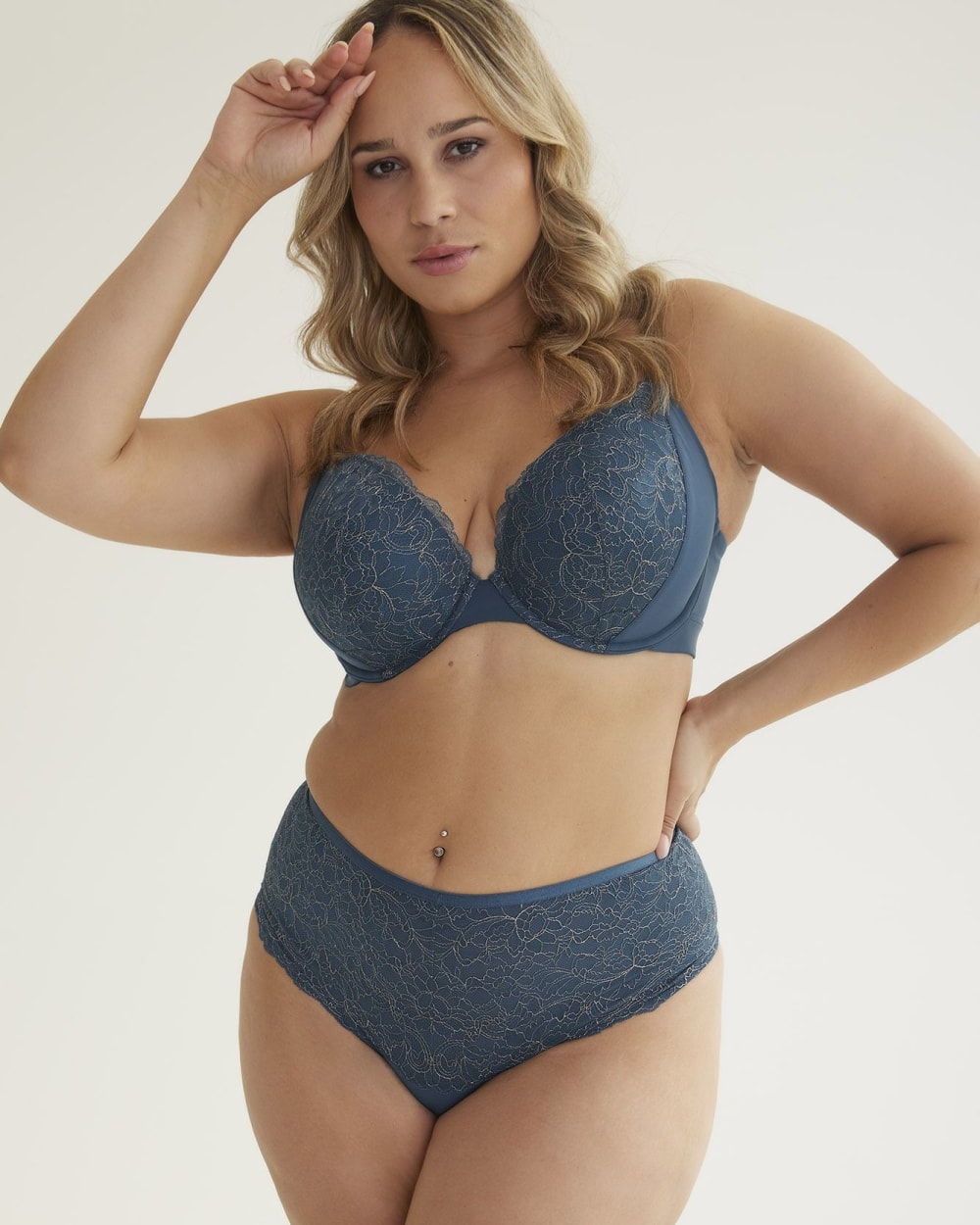Plunge Bra with Lace Detail - Déesse Collection