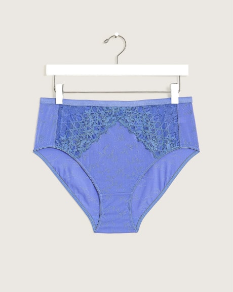 Blue High-Cut Brief with Lace - Déesse Collection