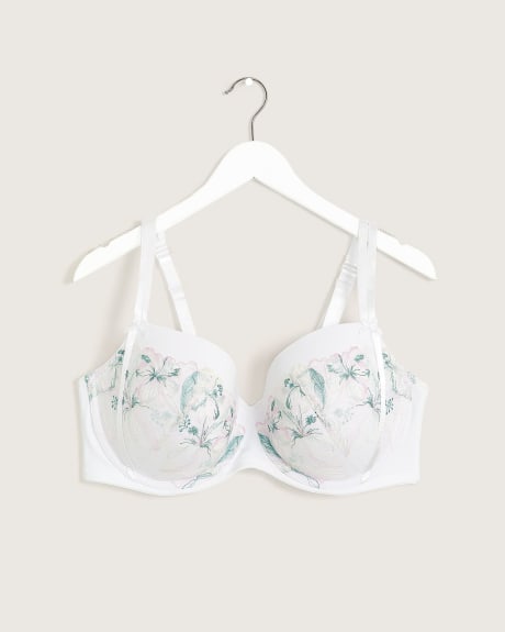 Balconette Bra with Floral Embroidery and Bows - Déesse Collection