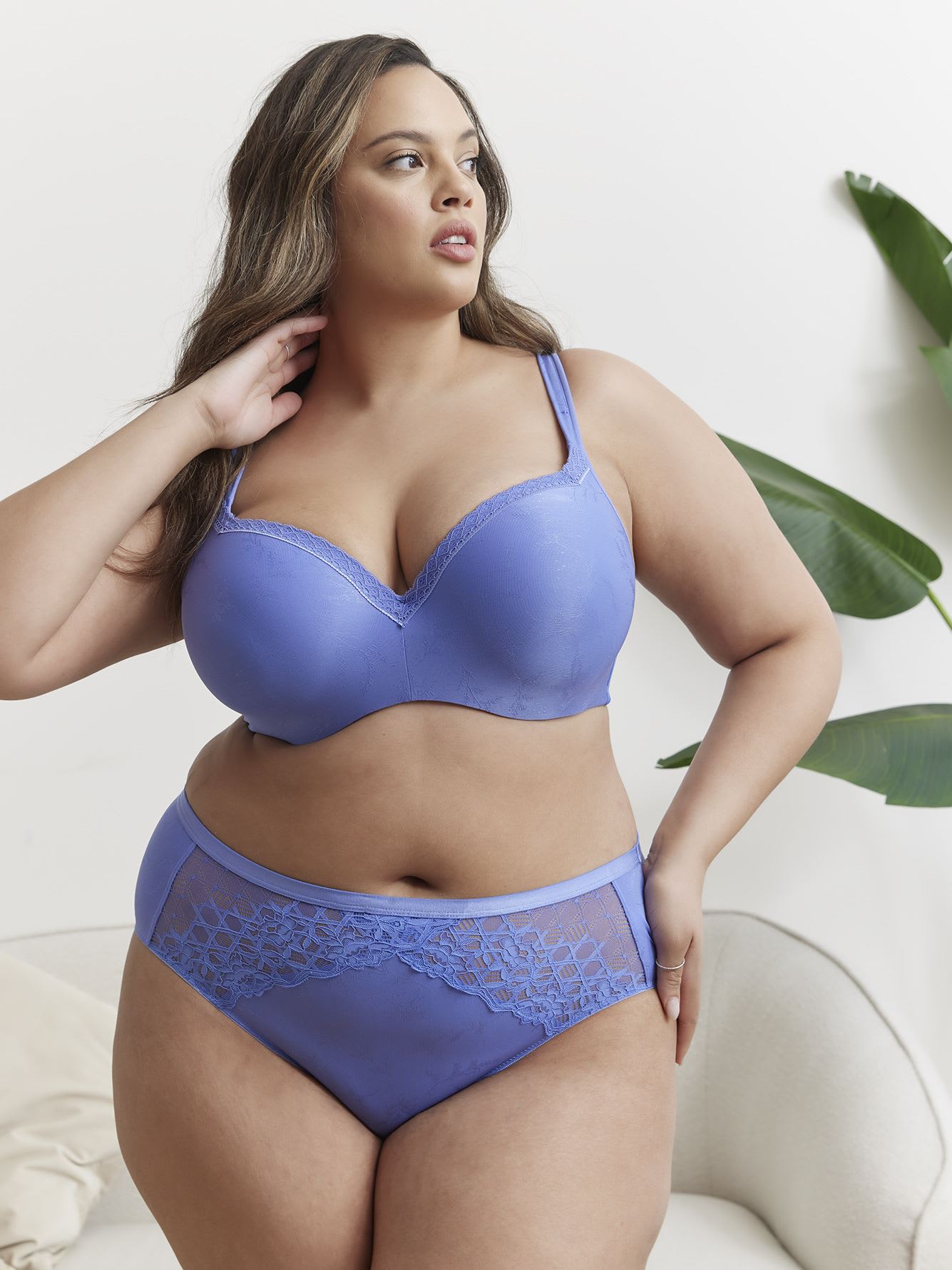 Blue High-Cut Brief with Lace - Déesse Collection