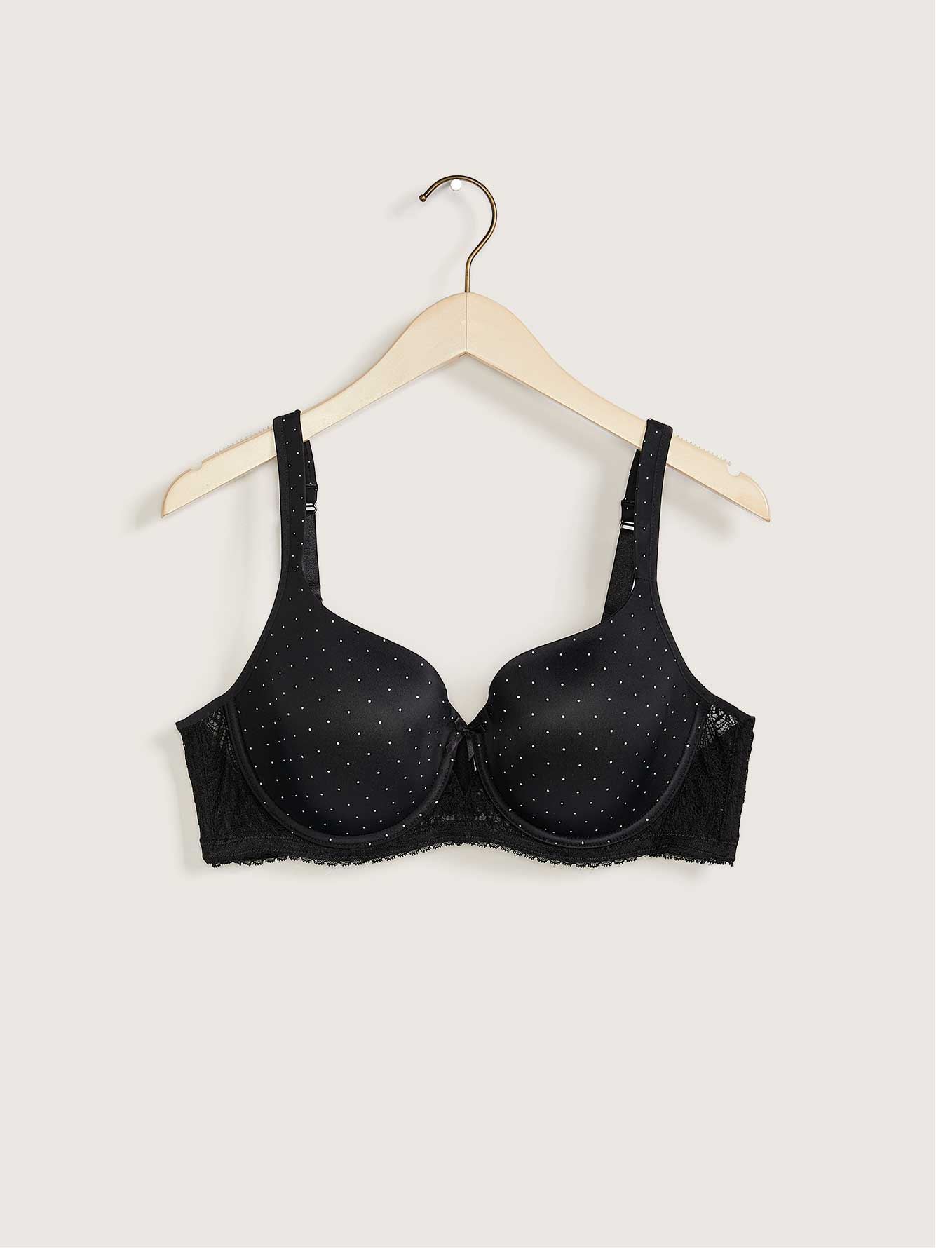 Dot Print T-Shirt Bra With Lace Wing, G-H Cups - Déesse Collection
