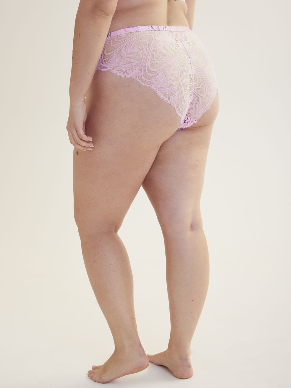 High-Cut Microfibre Brief with Lace and Floral Print - Déesse Collection