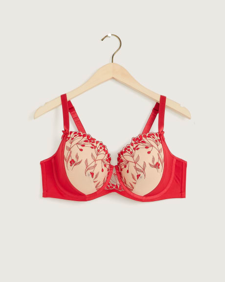 Boudoir Satin Microfiber Balconette Bra with Embroidery Mesh - Déesse Collection