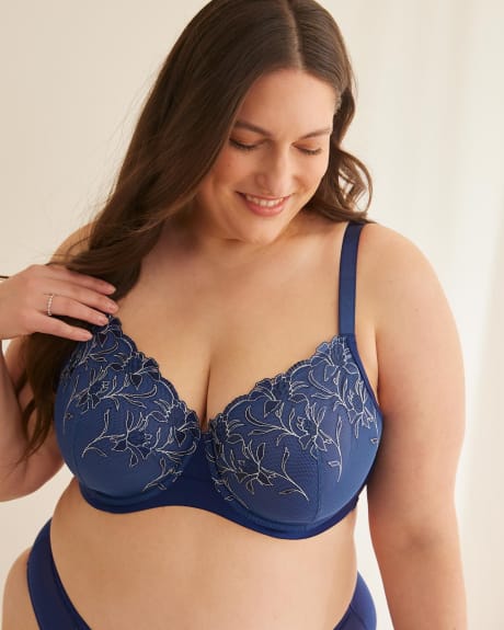 Unlined Plunge Balconette Bra with Embroidery - Déesse Collection
