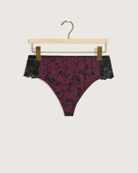 Printed Microfiber Thong with Lace - Déesse Collection
