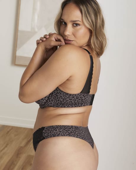 Printed Thong with Lace Waistband - Déesse Collection