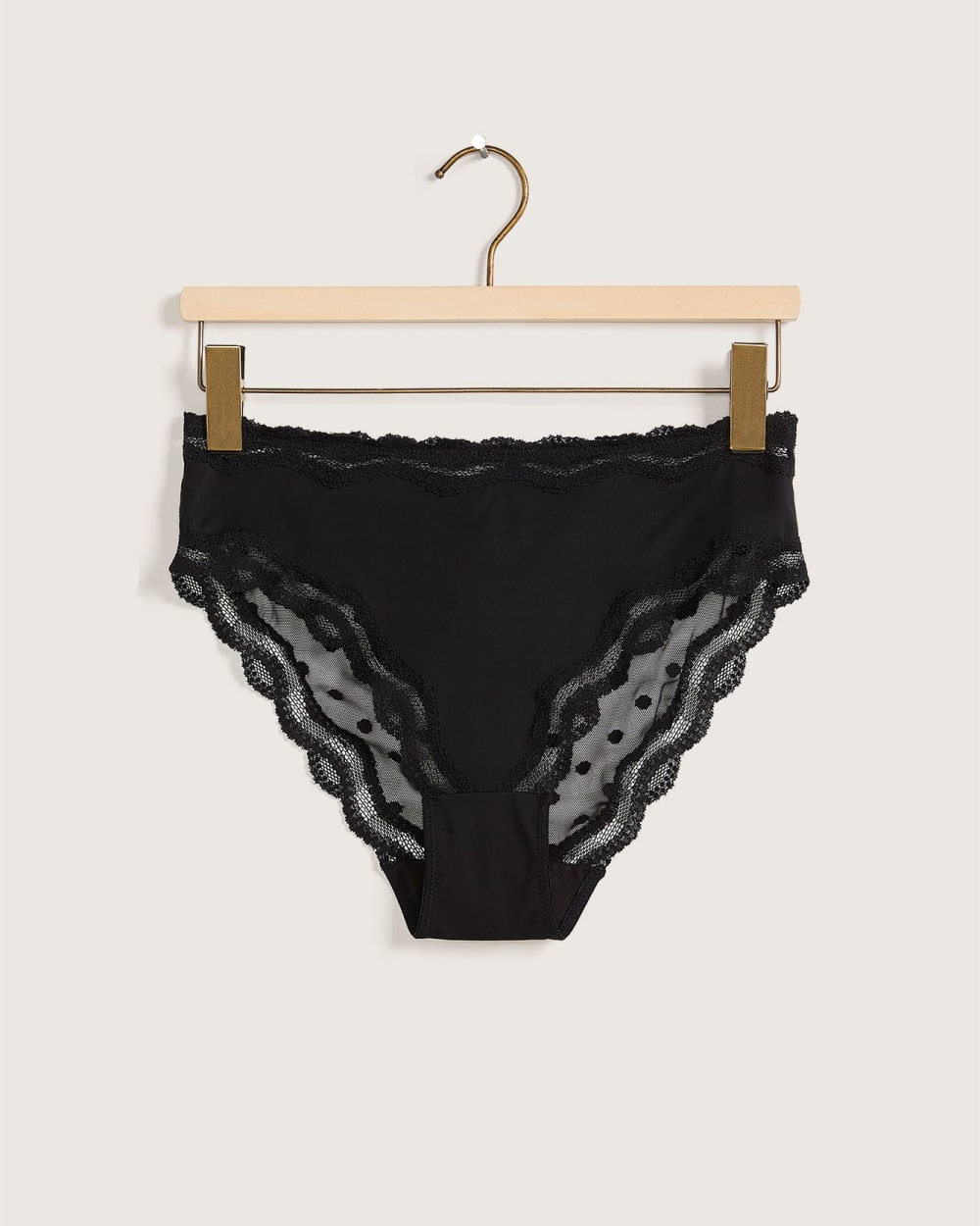 High-Cut Brief With Dot Mesh Back and Lace - Déesse Collection