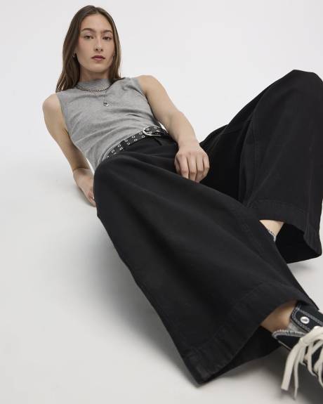 Jean à jambe large et taille haute