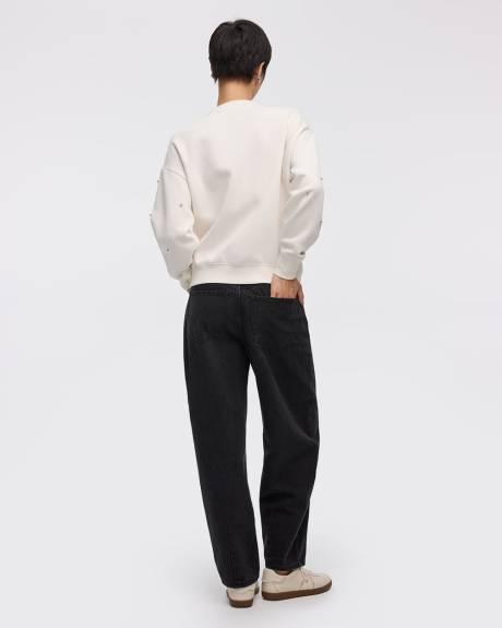 Pull en molleton à manches longues et col rond avec strass