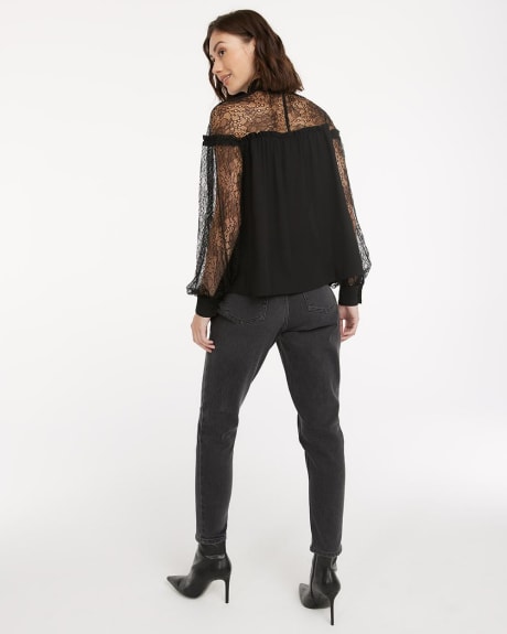 Lace Blouse with Mock Neckline