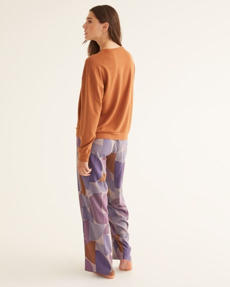 Long-Sleeve French Terry Pyjama Top, R Line