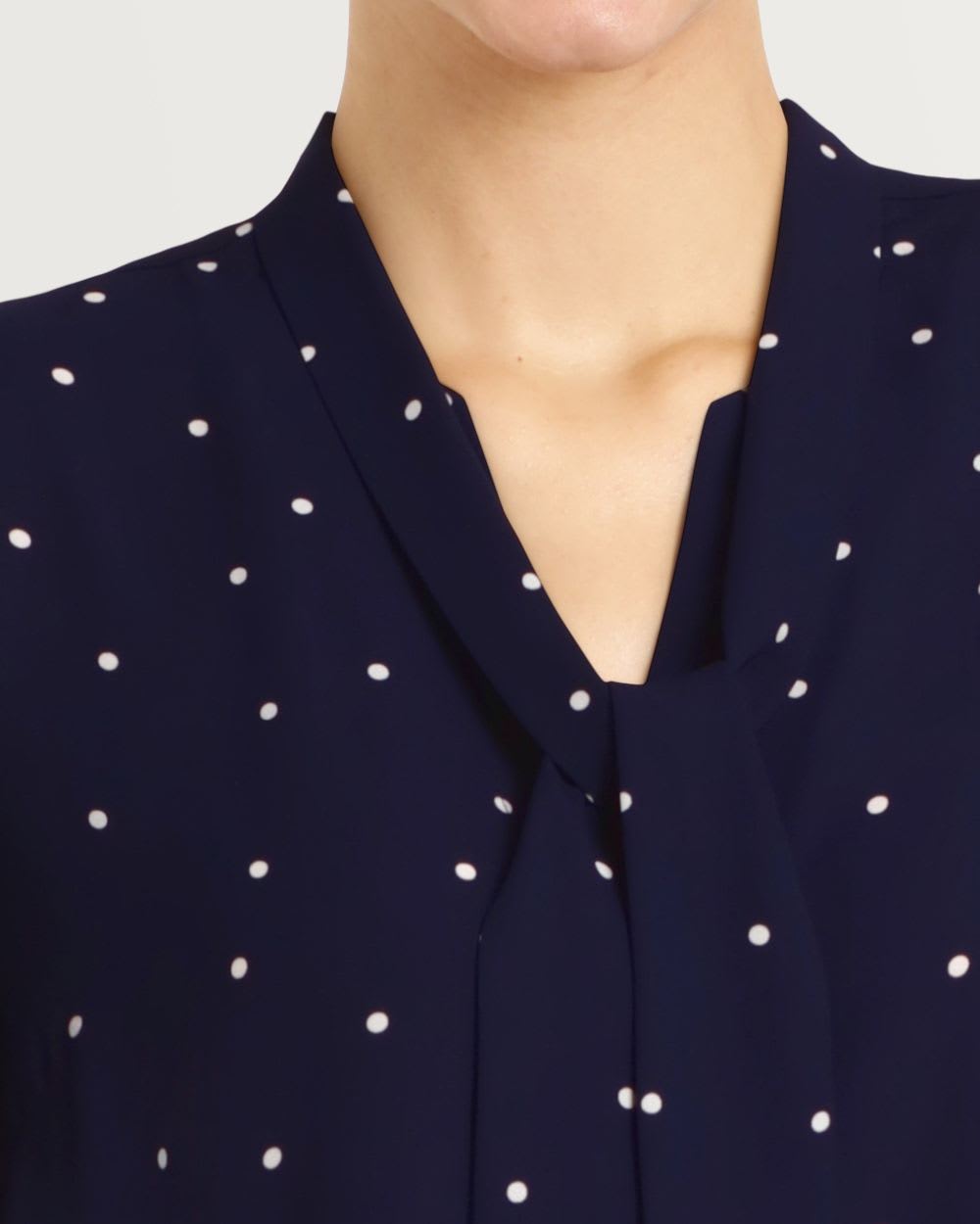 Printed Bow Tie Neck Blouse