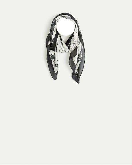Square Satin Scarf with Snakeskin Pattern