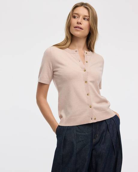 Short-Sleeve Buttoned-Down Cardigan