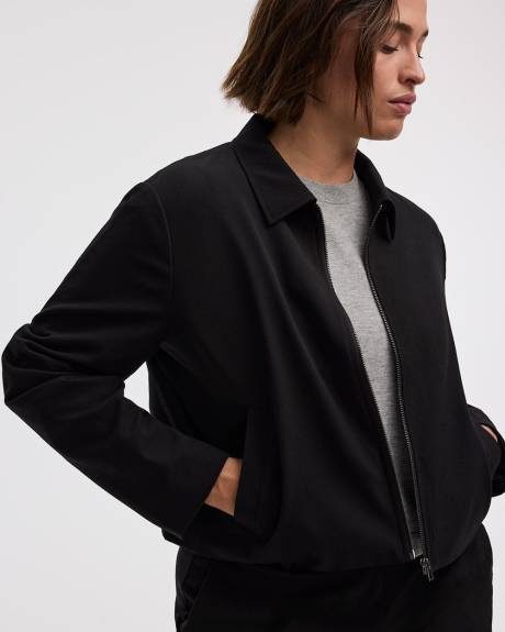 Cropped Jacket with Shirt Collar - The Timeless