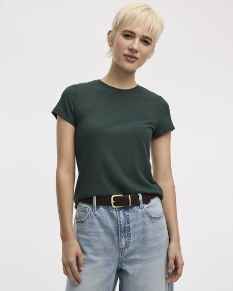Ribbed Fitted Crew Neck T-Shirt - R Essentials