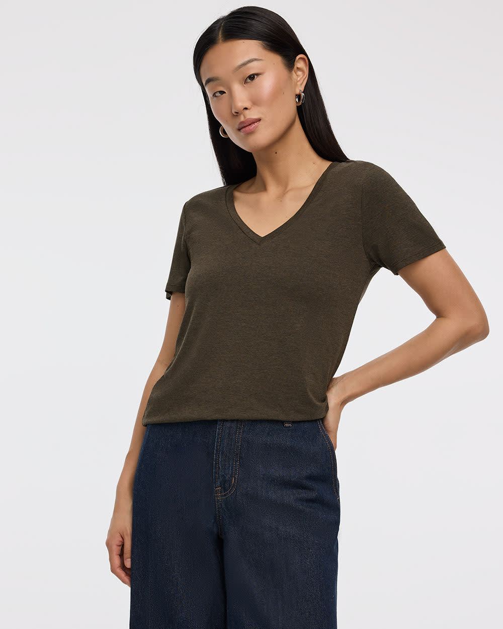 T-shirt &agrave; col V - R Essentiels