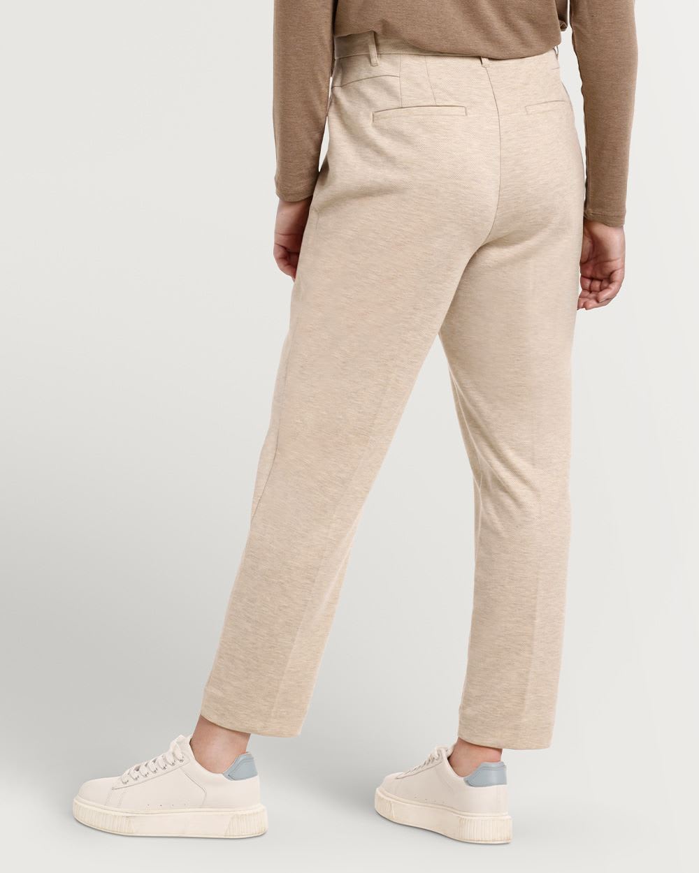 Textured Tapered Leg Modern Stretch Trousers - Petite