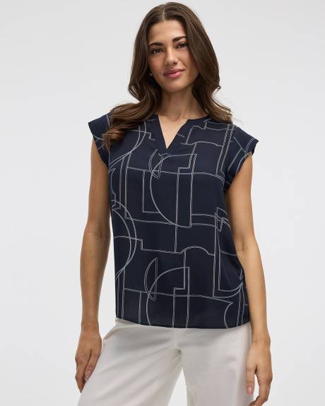 Blouse à manches très courtes et col fendu - R Essentials