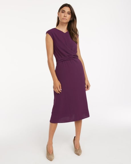 Fit and Flare Midi Dress with Wrap Detail, Connected Apparel