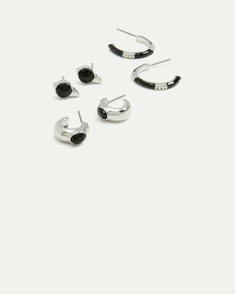 Stud and Cuff Earrings - Set of 3