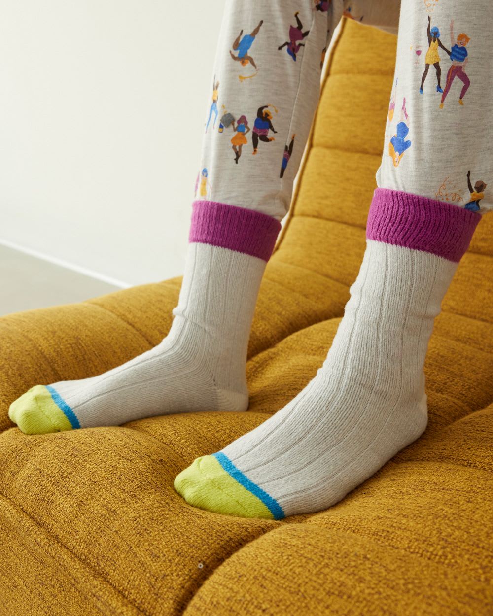Super-Soft Knit Socks with Colour-Block Pattern