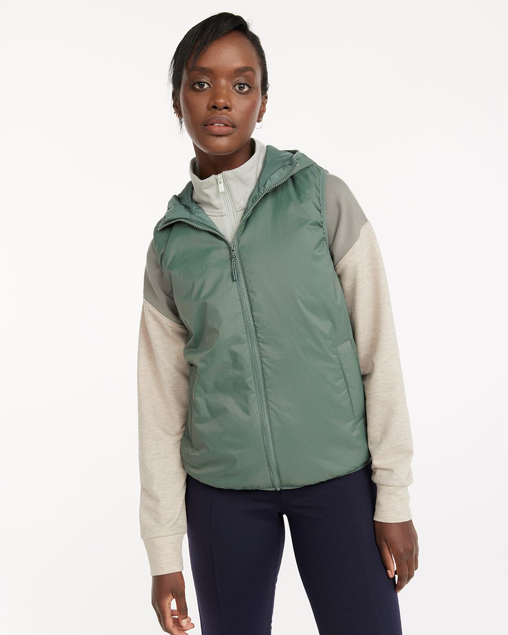 Hooded Packable Puffy Vest, Hyba