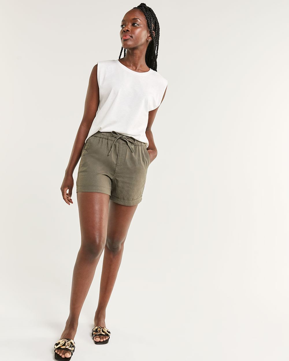 Linen-Blend Pull On Shorts
