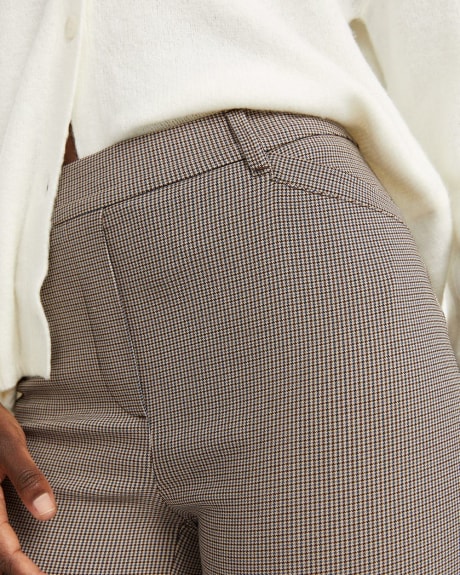 Beige and Blue Houndstooth Straight Leg Pants, The Iconic - Petite