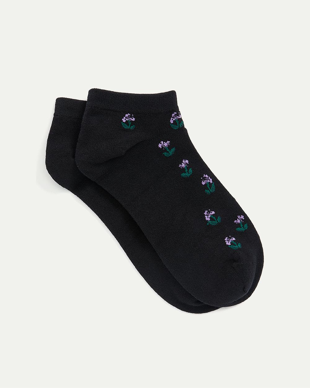 Cotton Anklet Socks with Flowers