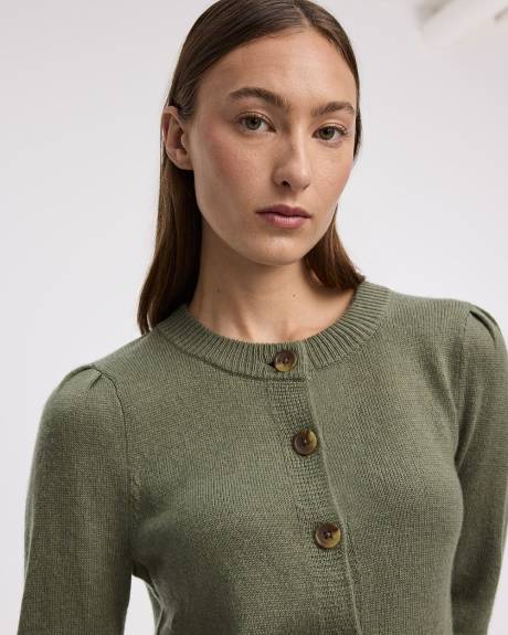 Cardigan à col rond en mélange de cachemire